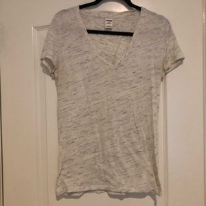 Pink white v neck T-shirt